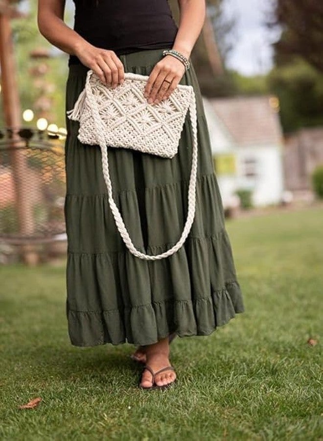 Urooz Handmade Macrame Bag - Boho-Chic Cotton Crossbody Tote with Tassels, Eco-Friendly, Stylish Shoulder Bag for Everyday Use Collection - Image 2